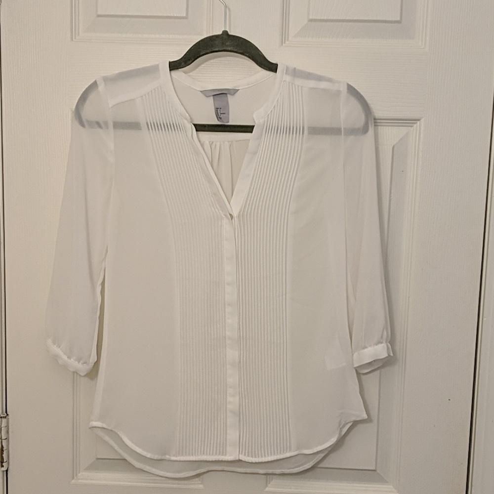 H&M white pleated blouse